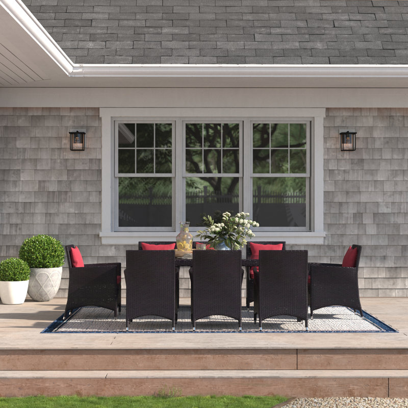 Modway Convene 9 Piece Dining Set, 90.5" L x 63" W, Red