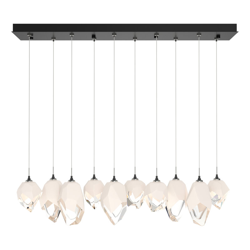 Chrysalis 10 - Light Kitchen Island Geometric Pendant, Ink, White, 15" - 80"