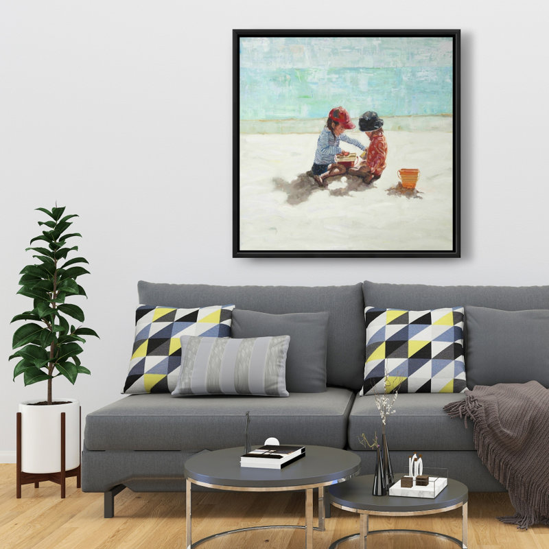 «Little Girls At The Beach» sur toile, H 36 po x l 36 po