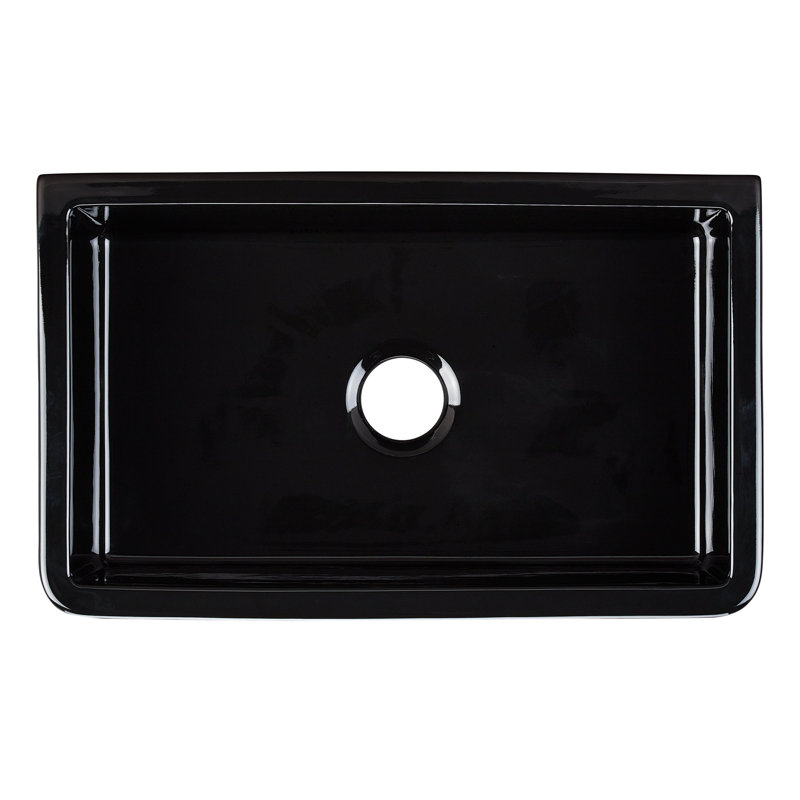 Grigham 30" L Farmhouse / Apron Kitchen Sink, Gloss Black