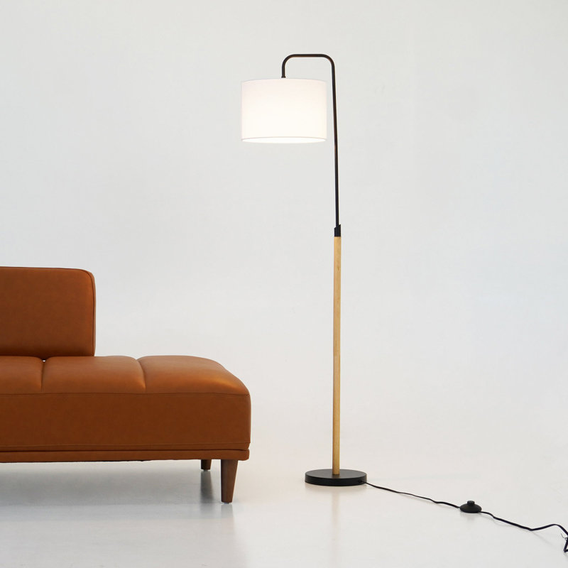 Lampe sur pied avec abat-jour cylindrique, éclairage debout incurvé pour le salon, coin lecture de chambre à coucher et éclairage de bureau, lampe sur pied Lior