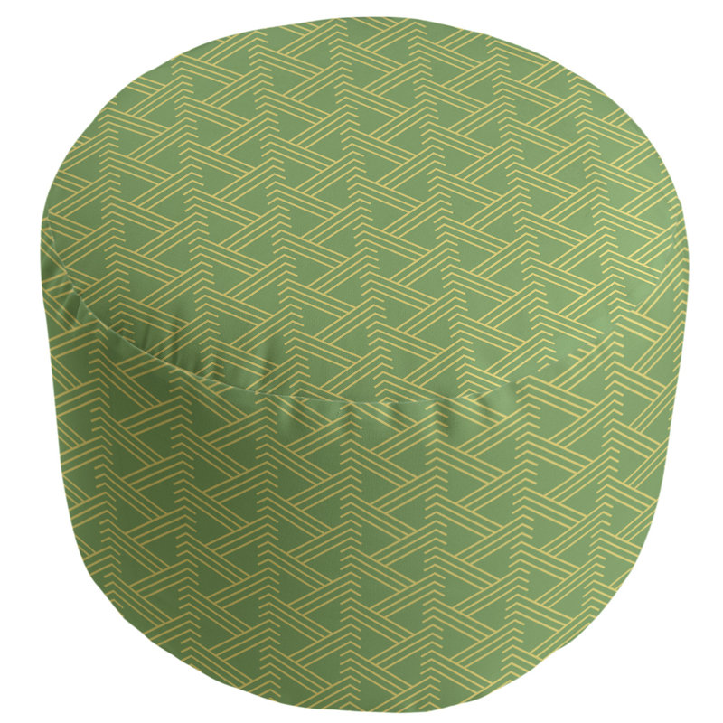 Upholstered Pouf, Green/Yellow