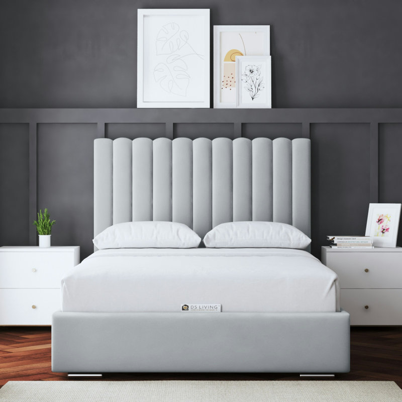  Panel Bed with Headboard, Blue, Small Double (4')