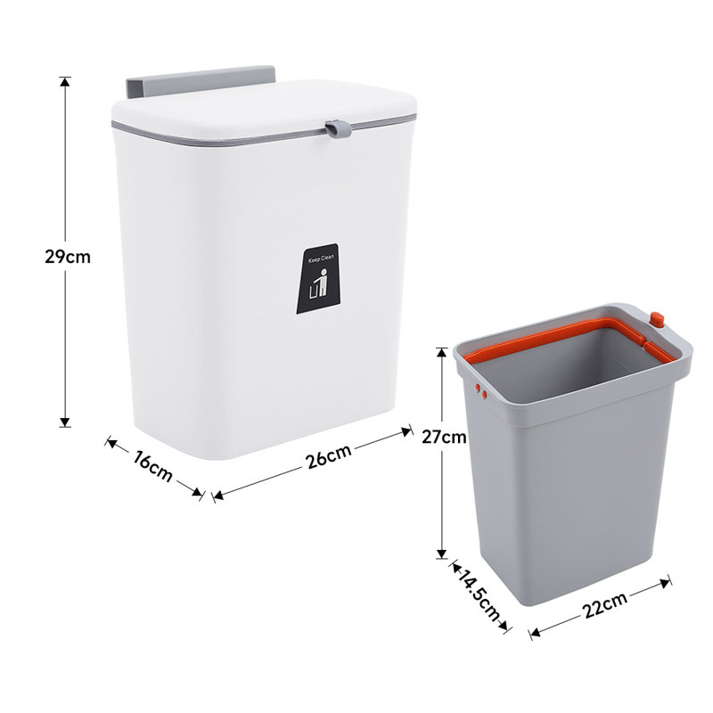Arella Plastic Step On Kitchen Trash Can - 1.9L, Whtie