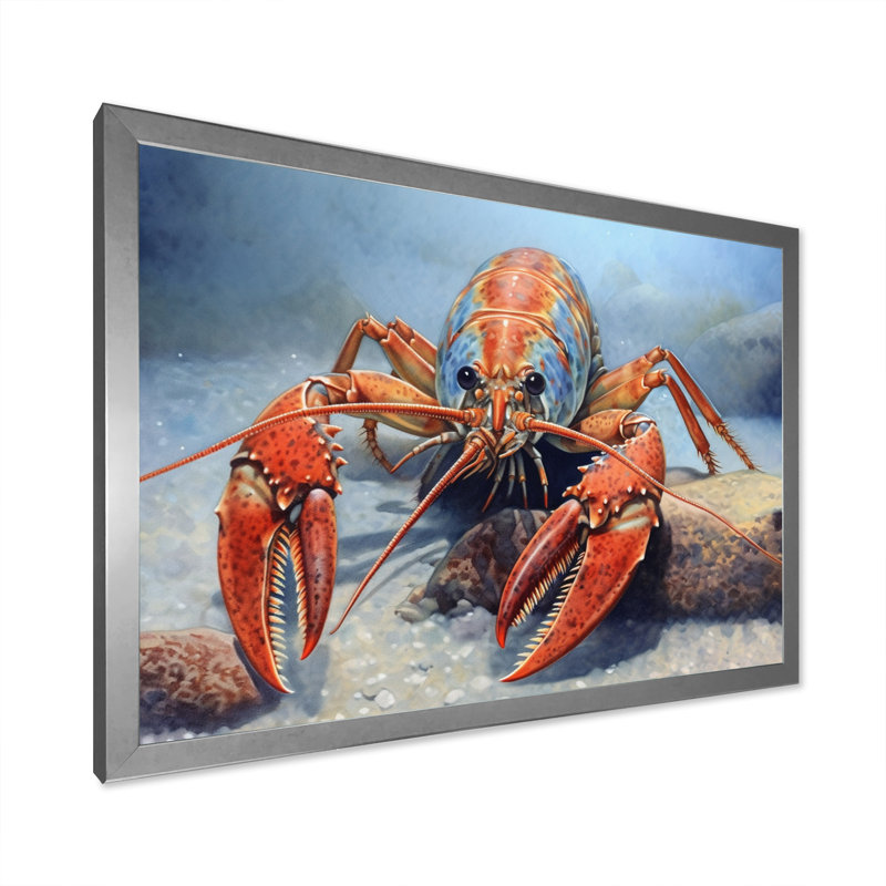 " Freshwater Crayfish I ", 12" H x 20" W x 1" D, Silver Single Picture Framed