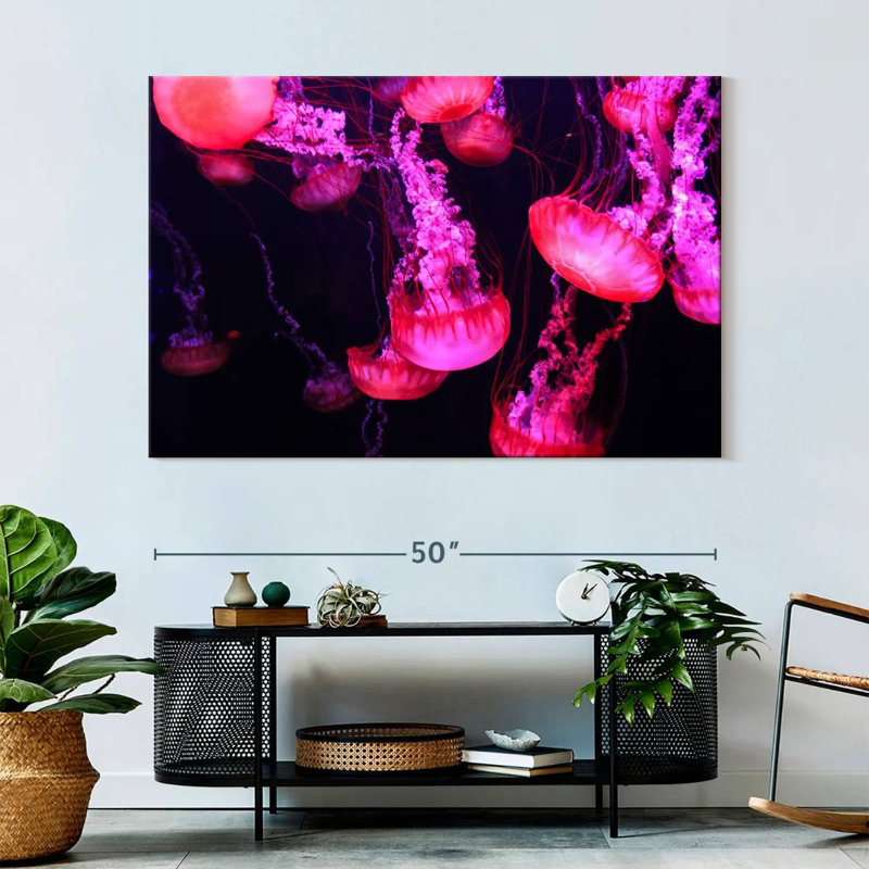 Bright Pink Jellyfish, 34" H x 51" W