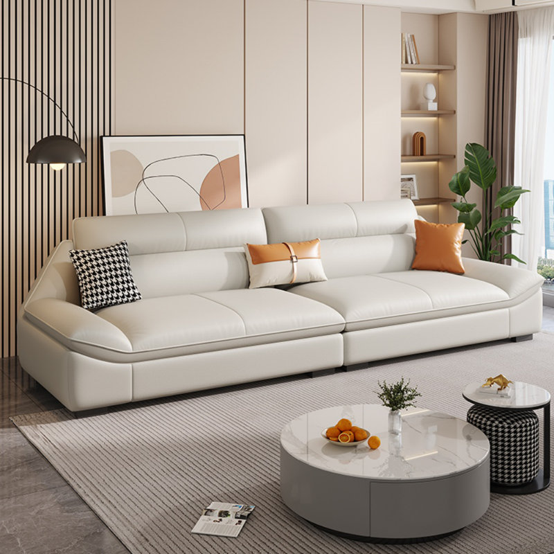 Canapé simple en similicuir, H 34,6 po x l 110,2 po x P 37,4 po, Blanc cassé / blanc