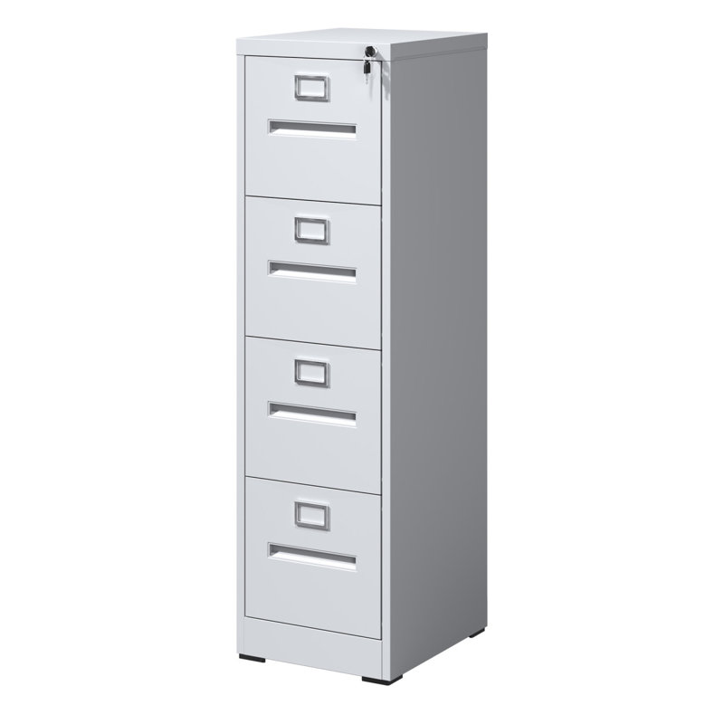 4 Drawer File Cabinet With Lock Metal Vertical File Cabinet Office Home, A4 Legal/Letter Size Narrow File Cabinet Locked,Assembly Required