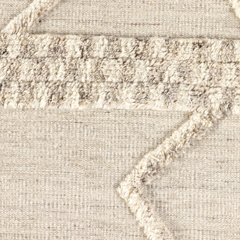 Lovato Wool Geometric Area Rug in Beige, Rectangle 8' x 10'