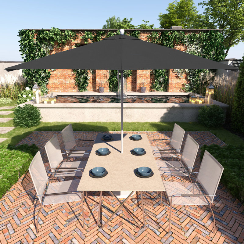 Parasol commercial en bois gris 11 pi, Noir