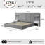 Lit plateforme haut tapissier avec tables de chevet, tiroirs et tablettes flottantes, très grand lit, velours gris-1201298464-1201298466