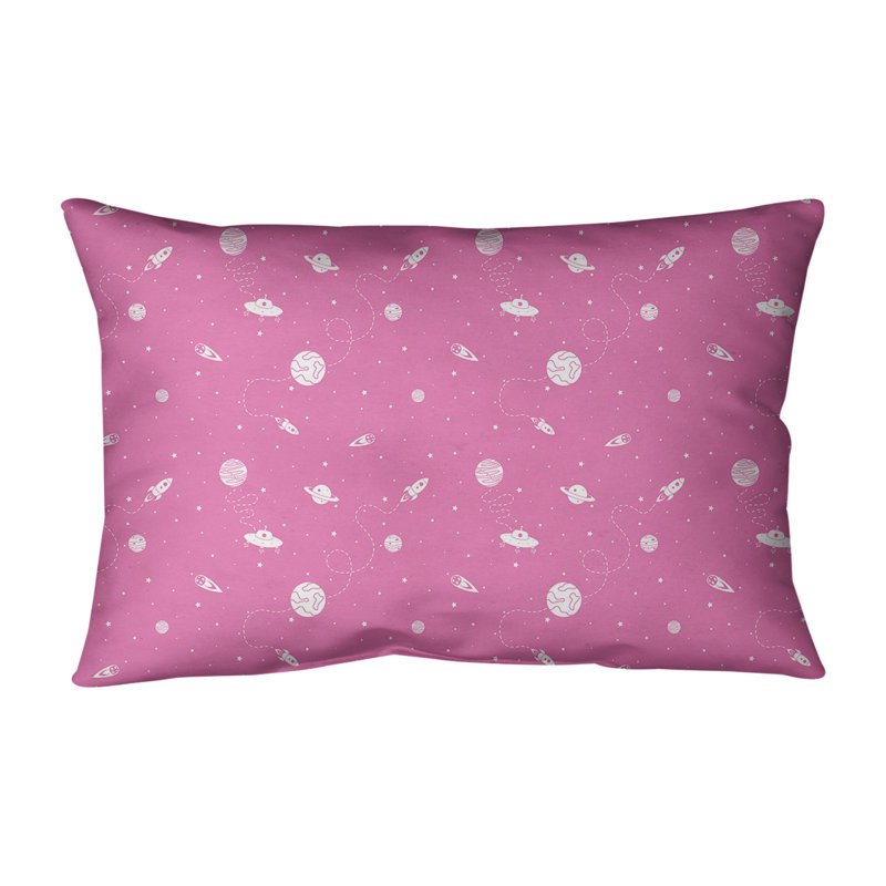Housse de coussin rectangulaire Katelyn Elizabeth, Polyester / Bourre en polyester, Rose / blanc