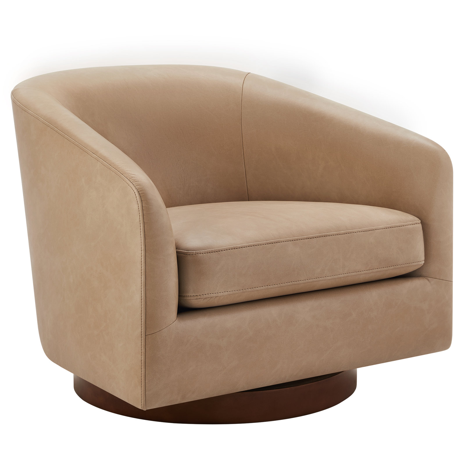 Bennett Faux Leather Swivel Barrel Chair (Set of 2), Copley Tan