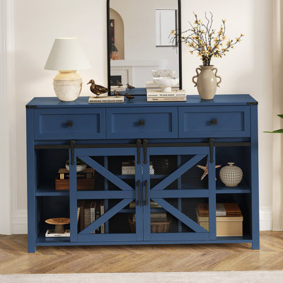 Sideboard Buffet Cabinet With Drawers, Adjustable Shelves, Accent Cabinet With Aluminum Handles For Living Room, Dining Room