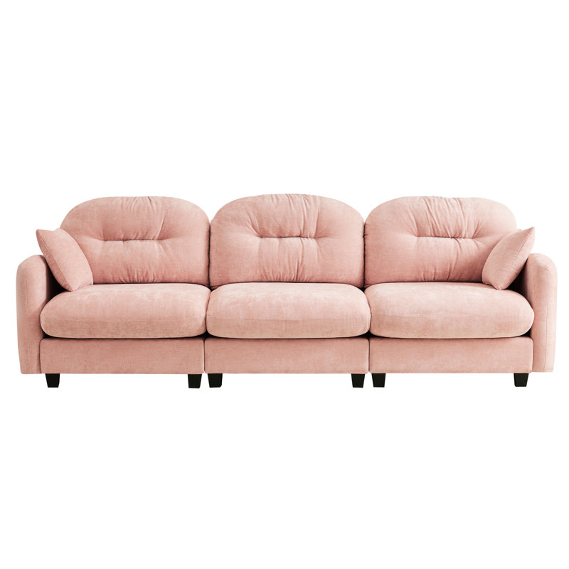 Pink Three - Modular With Soft Chenille Upholstery, Ergonomic Support And Back For Different Areas Seating Customizable Combination Home Living