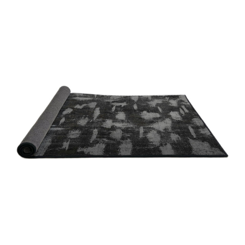 Tapis gris/zone noire contemporaine, Rond 7 pi