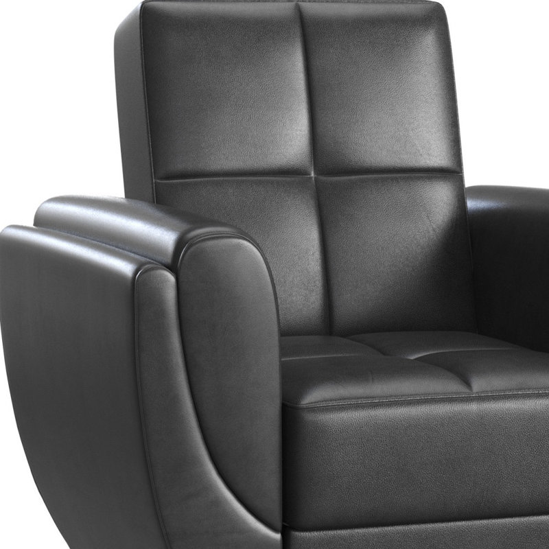 Fauteuil club en cuir Vegan, Noir