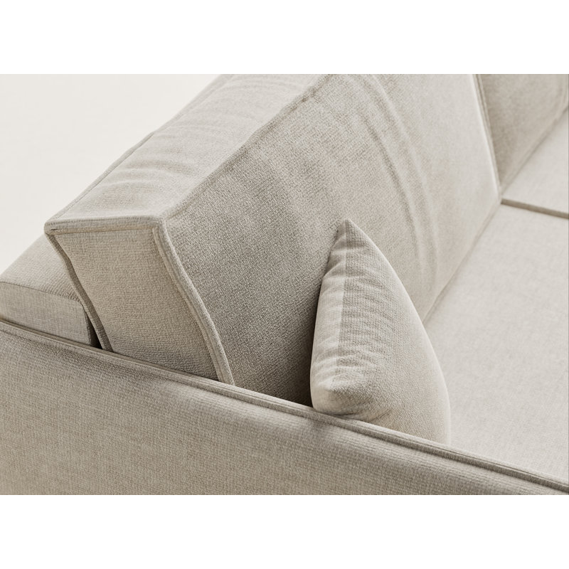 3 Seater Reclining Sofa, Beige Polyester/Chenille