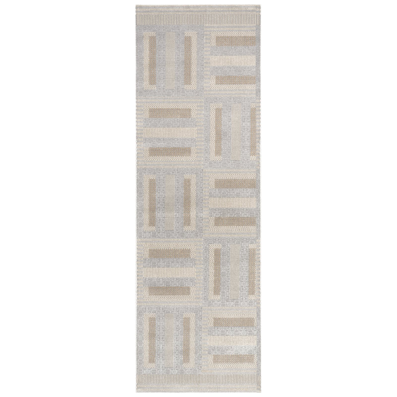 Tapis d'intérieur moderne multicolore gris Ebern Designs Reimann, Tapis de couloir 2 pi x 6 pi