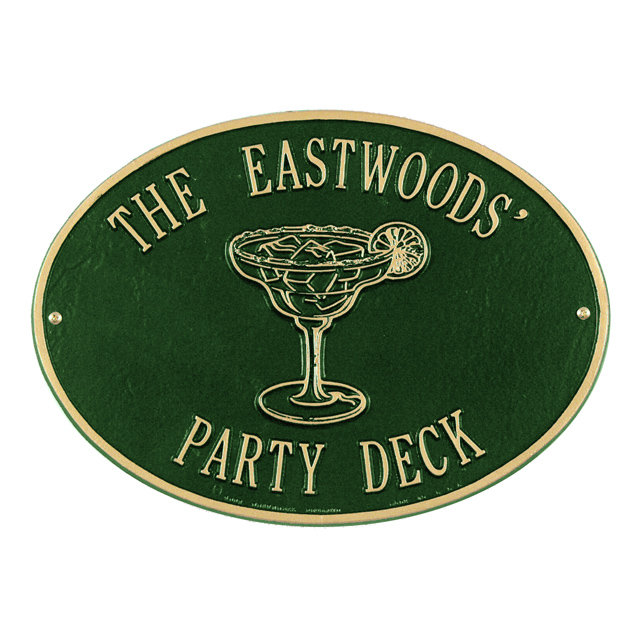 Hawthorne Margarita Garden Plaque, Yes, Green/Gold