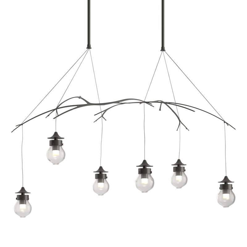 Kiwi Clear Glass Pendant, 35.9", Dark Smoke