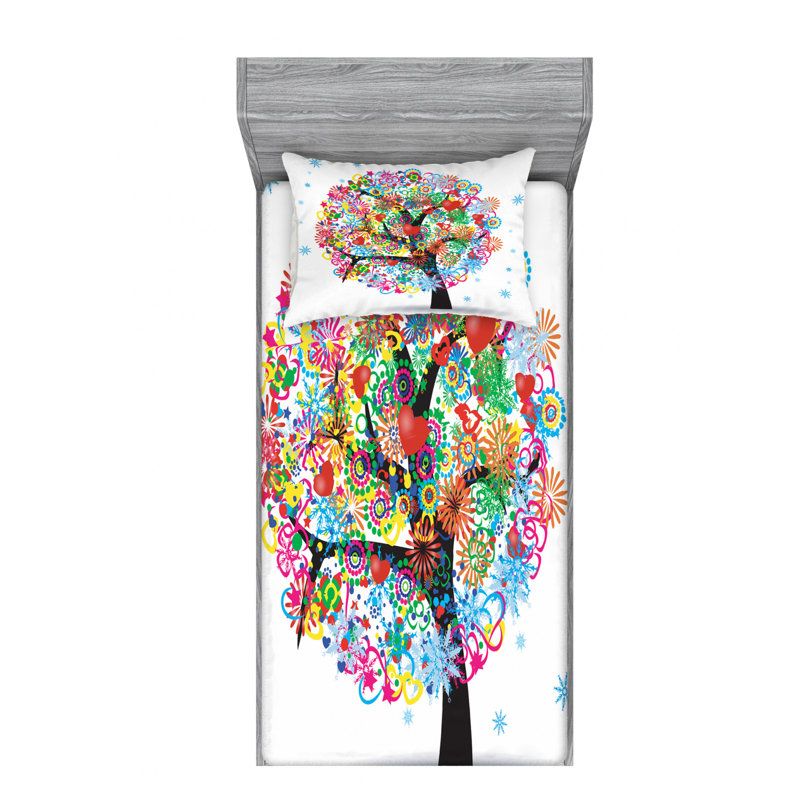 Tree Of Life Microfiber Sheet Set, Twin XL Sheet Set with Fitted Sheet