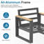 Fauteuils de patio de 28,6 po en aluminium toutes saisons avec coussins beiges épais, hauteur réglable pour les surfaces inégales, conception ergonomique des sièges confortables, confort optimal
