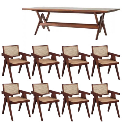 Ensemble de table de salle à manger moderne et simple en bois massif