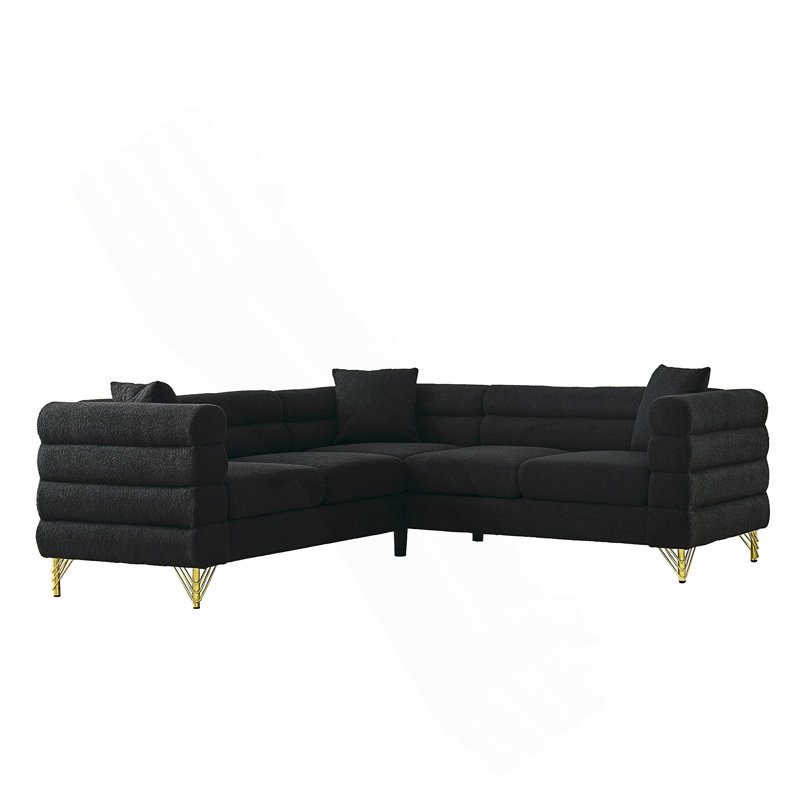 81.5-Inch L-Shaped Sectional Sofa Couch, Black