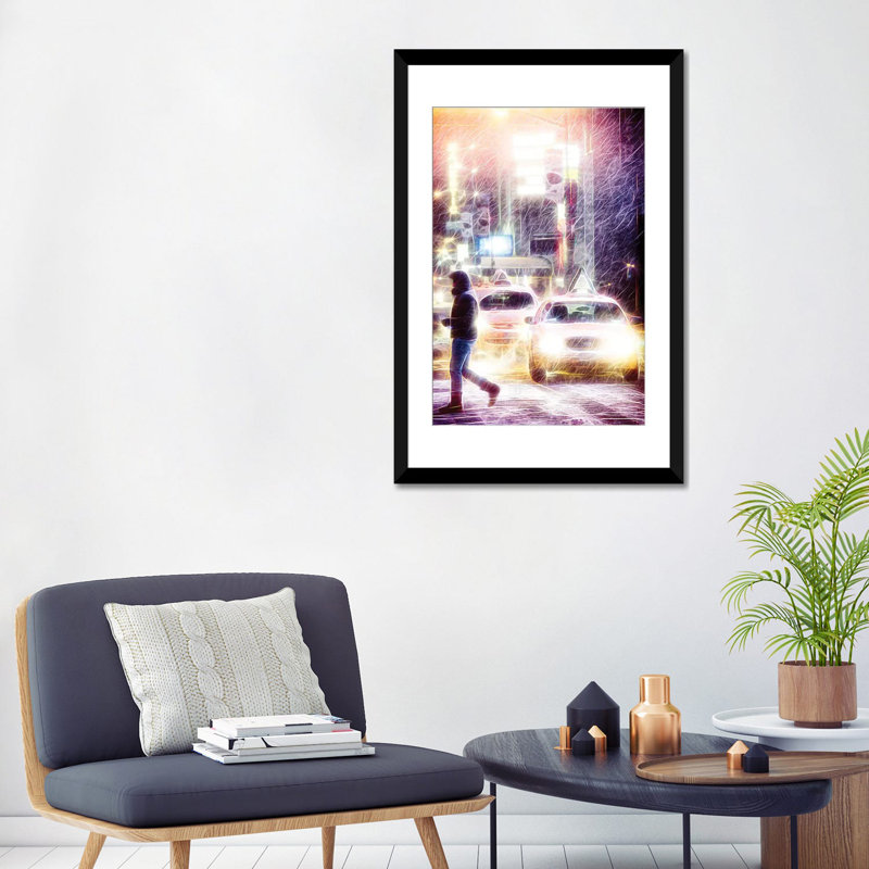 «Snow Storm», impression sur toile, H 32 po x l 24 po x P 1 po, Papier d'art encadré noir, Blanc