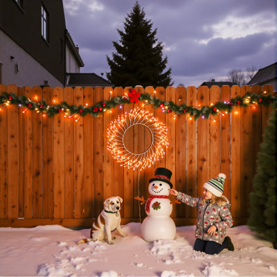 22 Inch Christmas Wreath With 260 Warm White Led Lights(Silver）