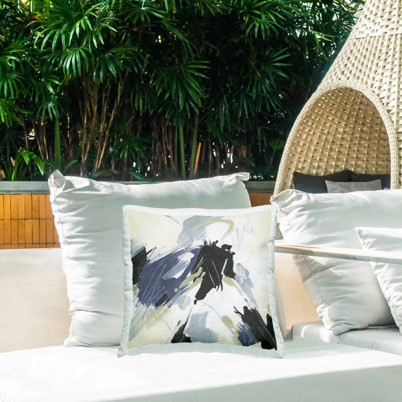 Dynamic Abstract Pattern Printed Outdoor Throw Pillow Design by June Erica Vess