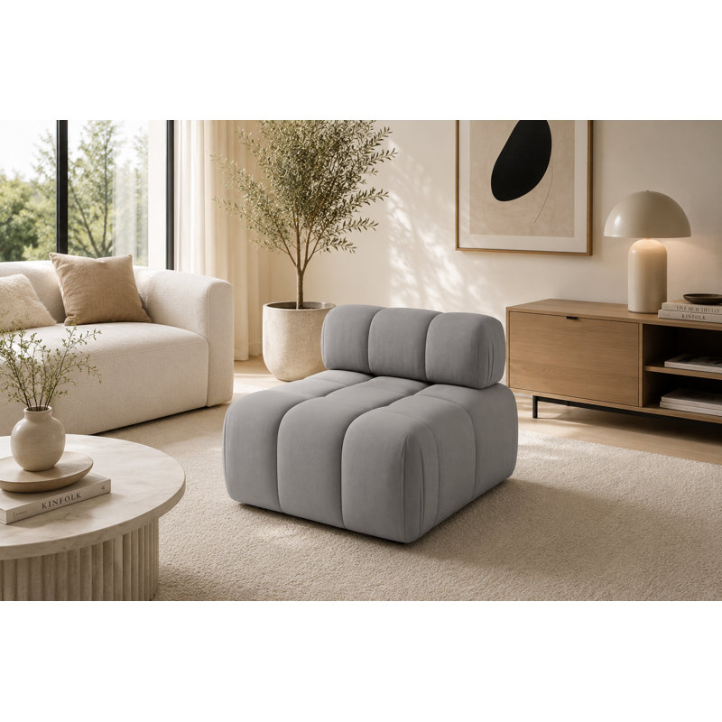 Velvet Sectional, Silver