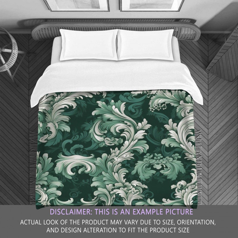 Polyester Comforter, Green/Silver Floral, Twin Extra Long Comforter