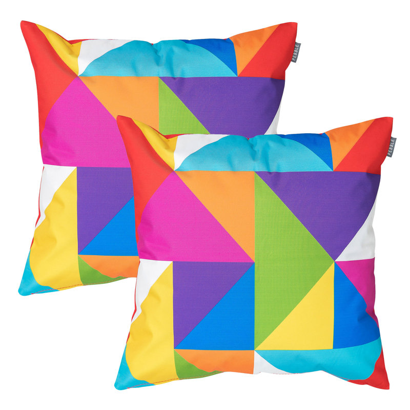 Geometric Print Indoor-Outdoor Cushion, Pack of 4, Multicoloured