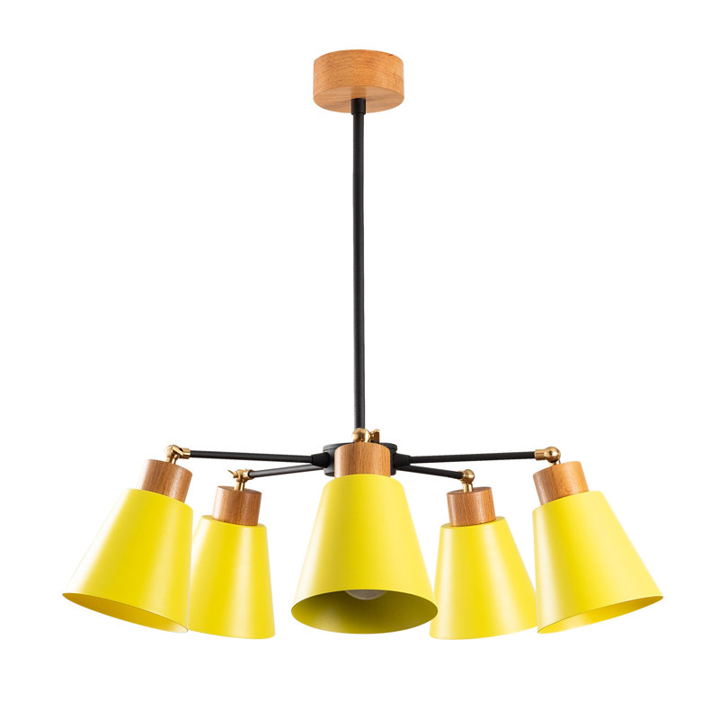 Luminaire suspendu conique à 5 lumières Seren, Jaune