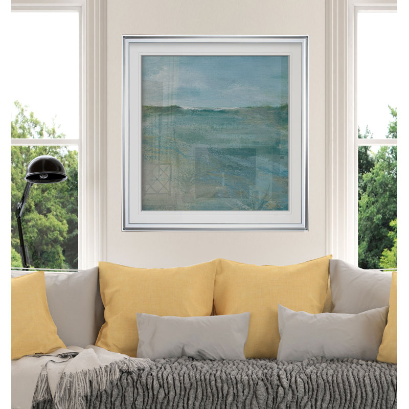 " Ocean Breaking " Painting Print, 17.5" H x 17.5" W x 1.5" D, Silver Framed