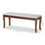 Banc Keino en tissu gris et bois au fini noyer brun, H 18,9 po x l 47,8 po x P 16,1 po