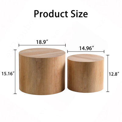 Ensemble de 2 tables basses rondes en bois Nesting