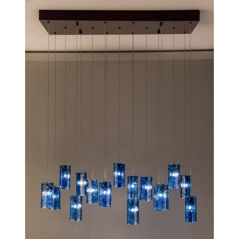 Fellin Dimmable Rectangle Chandelier, Brushed Brass