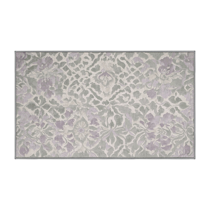Tapis gris lavable à la machine, Rectangle 7 pi x 9 pi