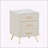 Upholstered Wooden Nightstand with 3 Drawers and Metal Legs, Stylish Bedside Table with Marbling Stickers Worktop - Beige