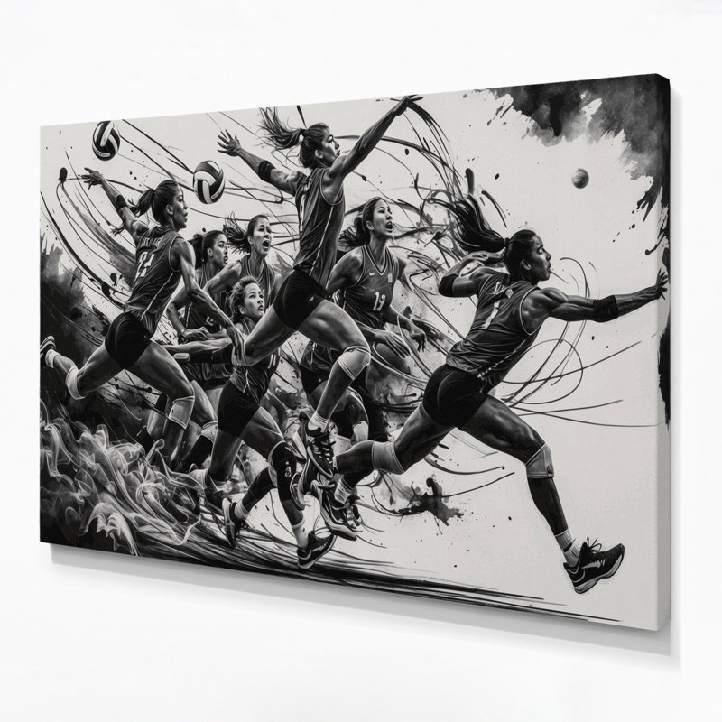 Art sportif sur toile gris Sports Volleyball, H 12 po x l 18 po