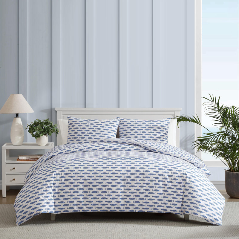 Ensemble de housse de couette réversible en coton Nautica, Housse de couette pour grand lit et 2 taies décor