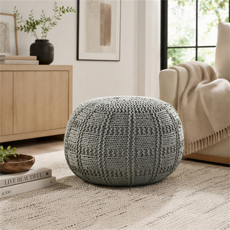 Pouf rond en coton 20 x 20 Yuny