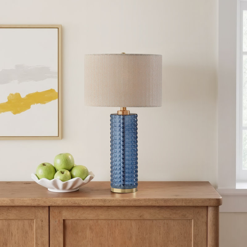 Portsmouth Glass Table Lamp, Blue/Brass