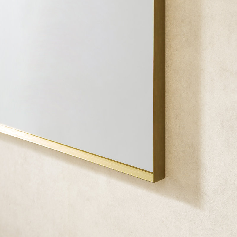 Elegant Sassi 24" Brushed Gold Aluminum Rectangular Vanity Mirror