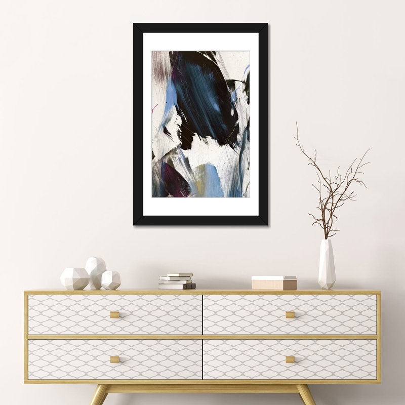 «Abstract II» par Dan Hobday, reproduction d'art sur toile tendue, H 26 po x l 18 po x P 1,5 po, Toile avec cadre noir, Blanc