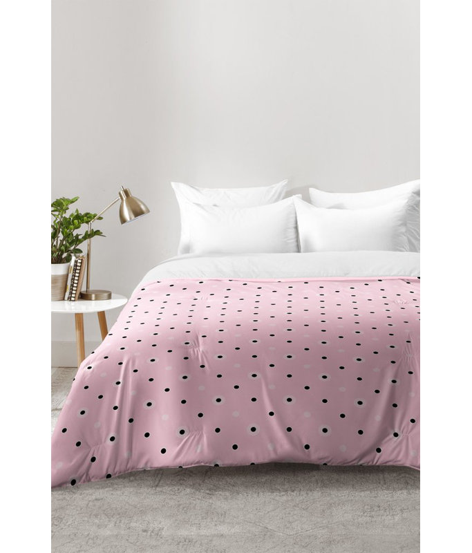 Ensemble d'édredon Dotty Blush Dots, Édredon pour lit simple TG + 1 taie décorative
