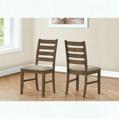 Ensemble de 2 chaises de salle à manger transitionnelles - brun antique - tissu brun - hauteur de 38 po